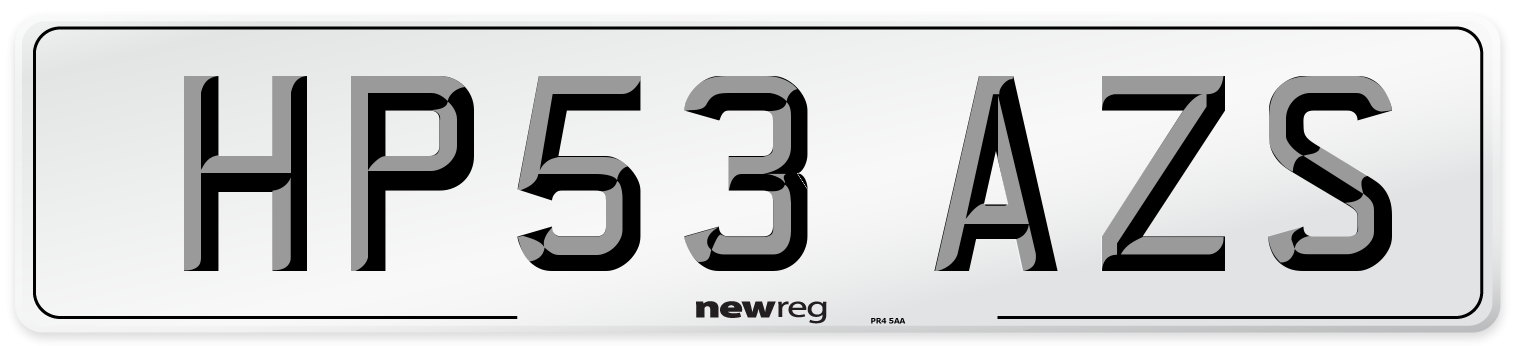 HP53 AZS Number Plate from New Reg